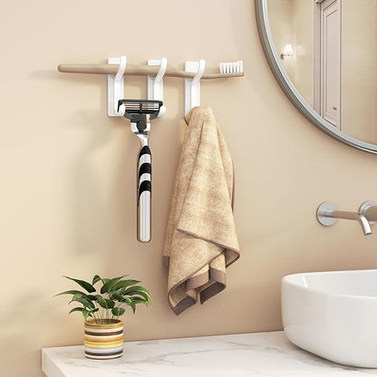 pickpiff Adhesive Wall Coat Hooks - Heavy Duty Stick-On Door Hanger, Metal Hook for Hanging Towel,Purse, Robe, Backpack, Jacket, Clothes - for Bathroom,Dorm, Closet, Kitchen - White, 2 Pack