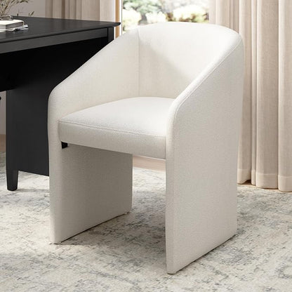Bush Home Mid Back Barrel Office Chair, Home Office Furniture, Camille Collection, Light Cream Fabric