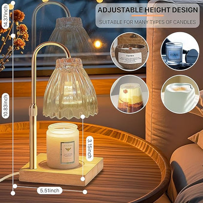 Candle Warmer Lamp with Dimmer Timer, Candle Lamp Warmer with 2 Bulbs, Candle Light for Scented Jar Candles, Birthday Gifts for Women, Vintage Home Decor House Warming Gift