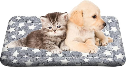 Washable Dog Bed Plush Orthopedic Outdoor Crate Mat with Non-Slip Bottom,Luxe Soft Kennel Pad for Pets, Cozy Cage Cushion & Pet Sleeping Mattress Large Sized,Medium,Small Dogs,24 x 18 inch,Gray