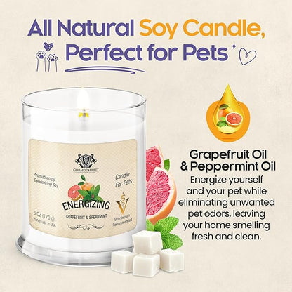 Pet Odor Eliminator Candle Grapefruit and Spearmint Scented Candle, Calming Candles Aromatherapy for Home Decor, Soy Wax Pet Candles Odor Eliminator for Animal Lover, Aromatherapy by Gerrard Larriett