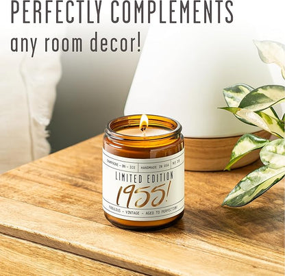 70th Birthday Gifts for Women - 'Limited Edition 1955' Soy Candle, w/Champagne on Ice I Best Gifts for 70 Year Old Woman I 1955 Birthday Gifts for Women I 9oz Reusable Jar, 50Hr Burn, Made in USA