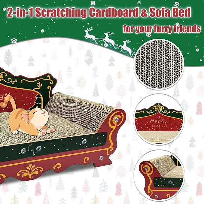 Luxury Cardboard Cat Scratcher Sofa Bed Couch Shaped Cat Scratching Board, Cat Scratch Lounge with Catnip,Cat Scratcher for Indoor Cats(Xmax)