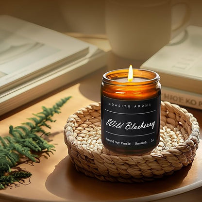 MOASITN Blueberry Highly Scented Candles for Home| Natural Soy Aromatherapy Candle| Handmade Long Lasting Jar Candle Gift for Women,Men as Birthday,Summer,Relaxing,Gifts| 7oz