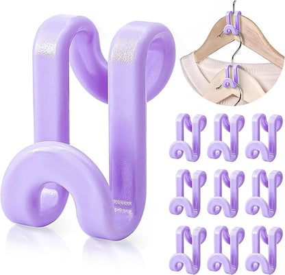 Mlici Hanger Extender Space Saver for Closet, 60 Pack Clothes Hanger Connector, Clothes Extender Hooks for Stacking Closet Organization (Purple)