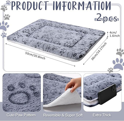 VitalCozy 2 Pack Self Warming Cat Mat Self Heating Pad Bed Reversible Machine Washable Reflects Body Heat Warm Thermal Pet Pad Crate Blanket for Feral and Indoor Cat (Dog Paw,21" X 14")