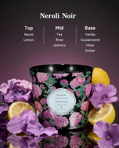 M&SENSE Neroli Noir Scented Candle, 28.2oz 3 Wick Natural Soy Wax Large Candles, Long Lasting Clean Slow Burning No Toxic Décor for Home Relaxation, Romantic Dates & Gift-Giving