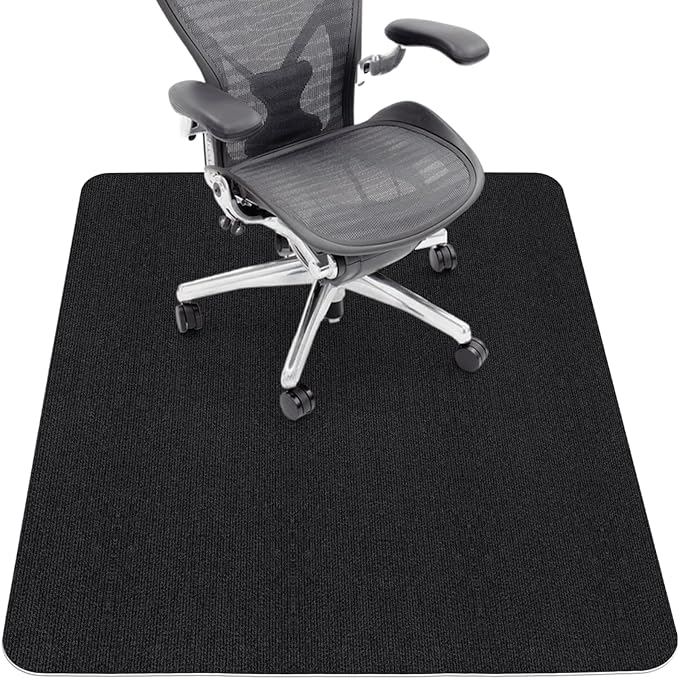Sycoodeal Office Chair Mat for Hardwood Floor,Office Computer Gaming Chair Mat for Tile Floor,Large Floor Protector Rug,Anti-Slip,Easy to Clean,Pure Black(48"x36")