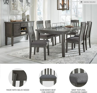 Signature Design by Ashley Hallanden Contemporary Dining Upholstered Side Chair, Set of 2, Armless, Comb Back Design, Wood Frame, Gray