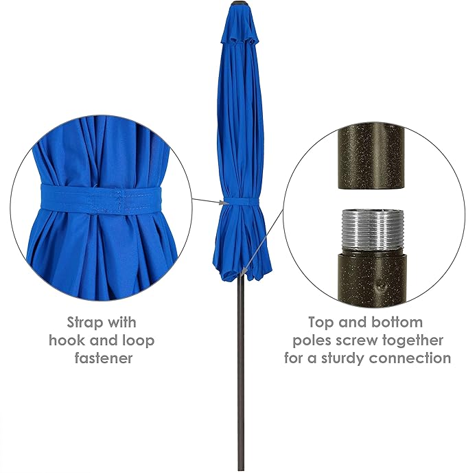 Sunnydaze Sunbrella 9-Foot Patio Umbrella with Auto Tilt and Crank - Rust Resistant Aluminum Pole
