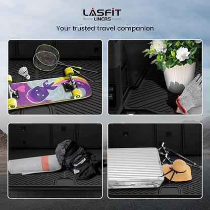 LASFIT Trunk Mat for BMW X5 2014 2015 2016 2017 2018, All Weather TPE Cargo Mats Custom Fit Cargo Liner Front & Rear Trunk Liner, Black