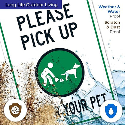 Clean Up After Your Dog Sign, Please Pick Up After Your Pet Sign, 10x7 Inches, 55 mil Thick HDPS (high Density polystyrene), Made in USA