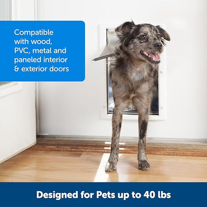 PetSafe Plastic Pet Door - Easy Install for Wood, PVC Metal & Paneled Doors - Rust-Free Plastic Frame - Flap Dimensions 8 1/4" W x 12 1/4" H - for Medium Dogs Weighing Up to 40 lb