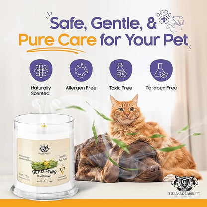 Pet Odor Eliminator Candle Detoxifying Lemongrass Scented Candle, Calming Candles Aromatherapy for Home Decor, Soy Wax Pet Candles Odor Eliminator for Animal Lover, Aromatherapy by Gerrard Larriett