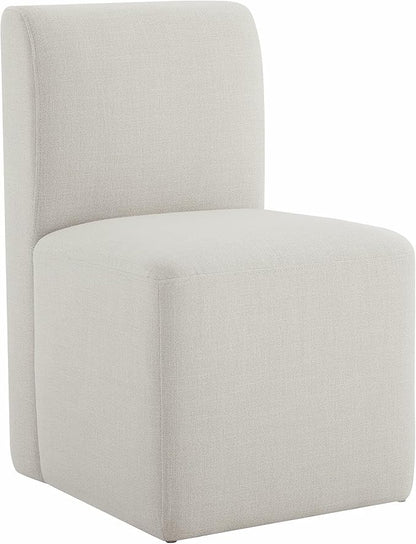 CHITA Dining Chairs with Casters Set of 2, FSC Certified Upholstered Armless Modern Rolling Dining Chairs with Rollers for Bedroom Reading Room Living Room, Linen