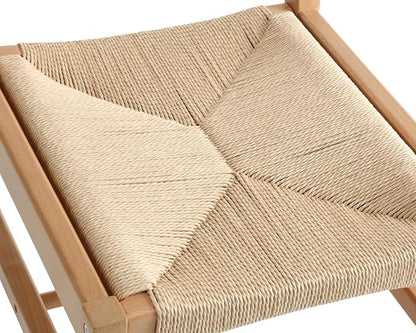 Modern Rattan Dining Chairs Set of 4, Boho Cane Farmhouse Chair, Natural Wood Legs Dining Chairs with Open Back, Armless with Natural Weave 2.5 Inches Seat Kitchen Chairs for Living Room