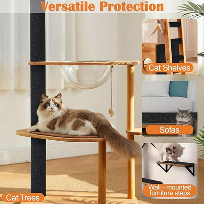 Cat Scratch Furniture Protector - 100" x 15.8" Trimmable Self-Adhesive Cats Claws Scratch Pads, DIY Cat Climbing Couch Protector for Scratch Post Cat Tree Replacement Indoor (Black)