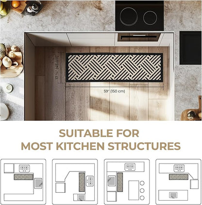 GRANNY SAYS Kitchen Mats for Floor, Kitchen Rugs Non Slip Washable, Runner Rugs for Kitchen Floor, 59" x 17.7", Stain Resistant Comfort Standing Mat Made of 100% Polypropylene, Black