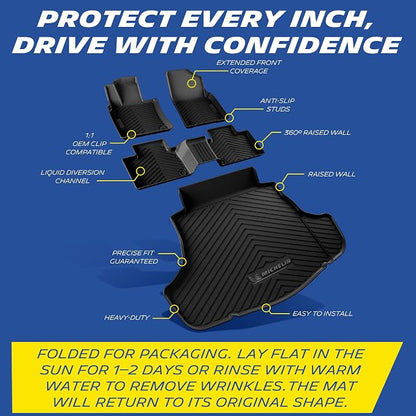 Michelin Floor Mats, Premier Series All-Weather TPE Custom Fit Liner for Toyota Camry 2025-2026 Floor Mats (4 Piece)