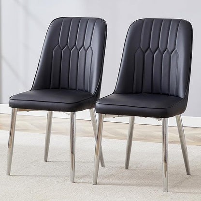 Dining Chairs Set of 2，Modern Dining Chairs, Equipped with PU Leather Backrest Cushions and Metal Legs, Suitable for Restaurants, Kitchens, and Dining Room Chairs