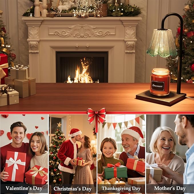 Candle Warmer Lamp with Timer & 4 Brightness Settings - Wax Melt Warmer for Jar Candles Adjustable Height, Home Decor, Birthday Gifts for Women (Includes 2 Bulbs)