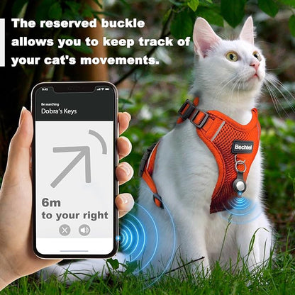 Kitten Harness and Leash Seat, 3 in 1 Adjustable Breathable Soft, Easy to Control Reflective Cat Harness Escape Proof, Cat Products, Orange, XXS