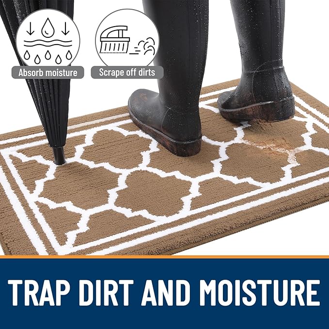Buganda Large Indoor Door Mat, Dirt-Resistant and Absorbent Doormat, Anti-Slip, Low Profile Floor Mats for Inside Entryway, Front, and Back Door Entrance (71x47 Inches, Brown)