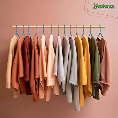 NEATERIZE Clothes Hangers Plastic 100 Pack for Adults - Plastic Hangers, The Perfect Coat Hanger and Space Saving Clothes Hangers for Closet, Percheros Ganchos para Colgar Ropa Hangars - Blue Hangers