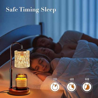 Briever Dimmable Candle Warmer Lamp with Timer, Height Adjustable Electric Candle Wax Warmer, Christmas Birthday Gifts for Women Mom, House Warming Gifts New Home Room Decor, Walnut Solid Wood Base