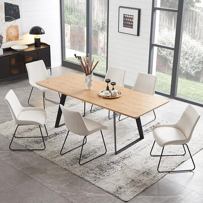 ZckyCine 63"-79" Extendable Rectangular Dining Table, Oak Color, 6 Seats