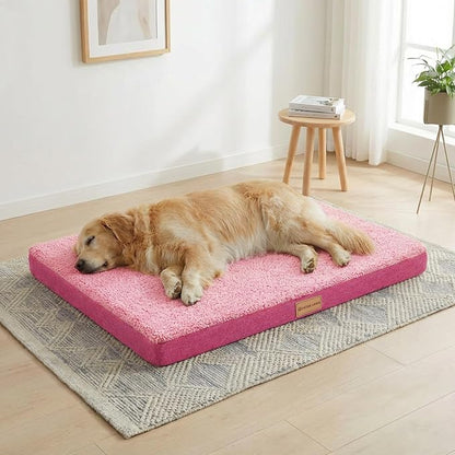Patas Lague Orthopedic Large Dog Bed Washable Pet Sofa Mat 48''X30'' Pink | Egg-Crate Foam Dog Couch For Large Sized Dogs, Waterproof Removable Cover, Soft Pet Crate Bed With Nonskid Bottom