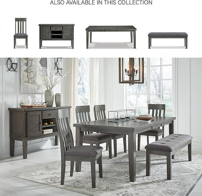 Signature Design by Ashley Hallanden Contemporary Dining Upholstered Side Chair, Set of 2, Armless, Comb Back Design, Wood Frame, Gray