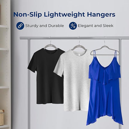 SereneLife 50 Pack Velvet Hangers - Non-Slip, 360° Swivel Hook - Ultra-Thin, Lightweight Velvet Hangers for Shirts, Sweaters, Hoodies, Kids Clothes & Dresses - Space-Saving