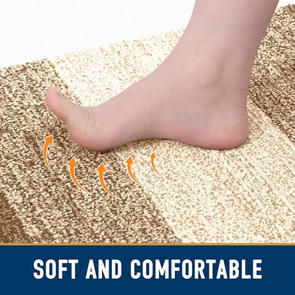 Smiry Dog Door Mat for Muddy Paws, Absorbs Moisture and Dirt, Low-Profile Entryway Mat with Non-Slip Backing, Entry Indoor Outdoor Doormat for Inside Floor (48x30 Inches, Camel, Striped)