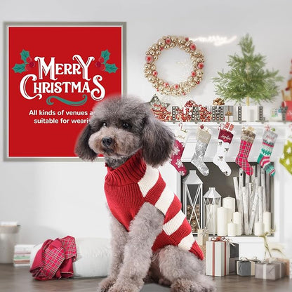 PETCARE Reindeer Christmas Dog Sweater Red Striped Cat Sweater Cartoon Elk Pet Vest Holiday Dog Clothes Puppy Sweaters for Small Medium Large Dogs Cats Fall Winter Outfits Xmas Dogs Costume,Large