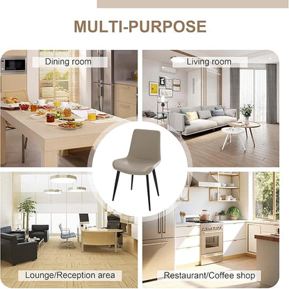 Dining Chairs with Comfortable Backrest and Sturdy Metal Legs, Modern Upholstered PU Leather Kitchen & Office Chairs for Dining Room, Restaurant Or Living Room (White, 4-Set)