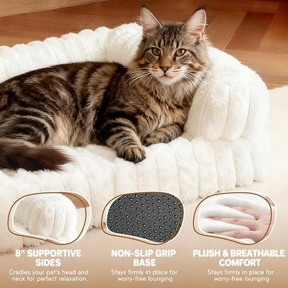 Cat Couch, Orthopedic Pet Bed, Washable Medium Pet Sofa Bed for Puppy and Small to Large Kitten with Anti-Slip Bottom, Fits Up to 65lbs Pets Cat Beds Self Warming