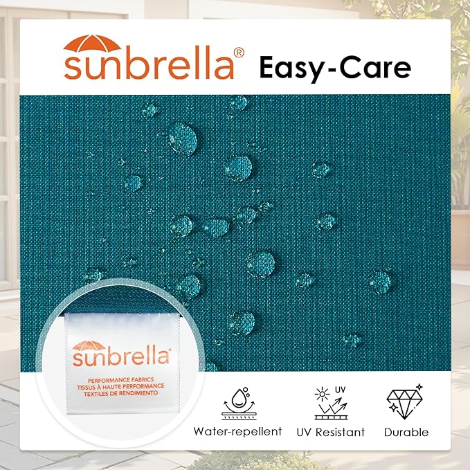 Outdoor Sunbrella Cushions for Patio Furniture Set of 2, 24"x24" Water Repellent Chair Cushions Removable Seat Bottom & Back Cushion Covers for Chair, Sofa, Couch, Spectrum Peacock
