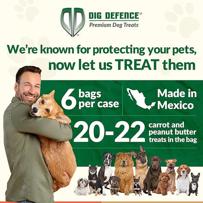 Dig Defence Premium Dog Treats - Carrot & Peanut Butter Gourmet Healthy Dog Treats, All-Natural Ingredients Training Treats for Dogs, 6-Pack