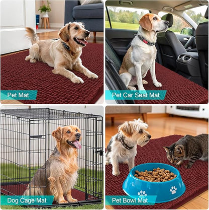 OLANLY Dog Door Mat for Muddy Paws 47x32, Absorbs Moisture and Dirt, Absorbent Non-Slip Washable Doormat, Quick Dry Chenille Mud Mat, Entry Indoor Entryway Carpet for Inside Floor, Caramel Russet