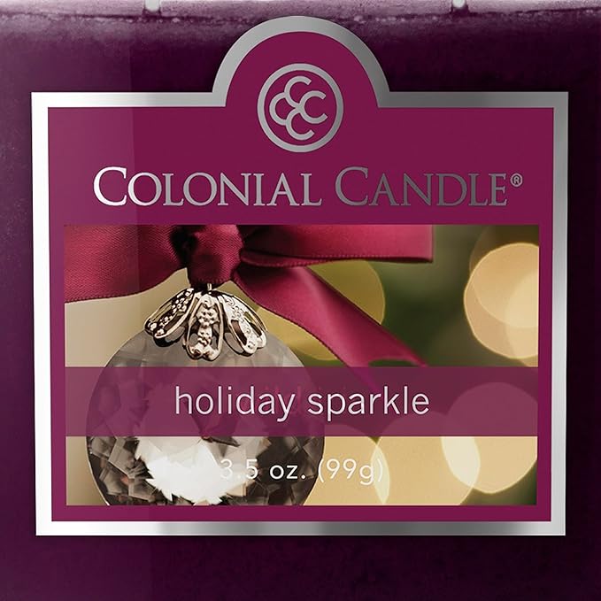 Colonial Candle Holiday Sparkle Scented Jar Candle, 2 Wick, 3.5 oz, Mottled Wax Candle