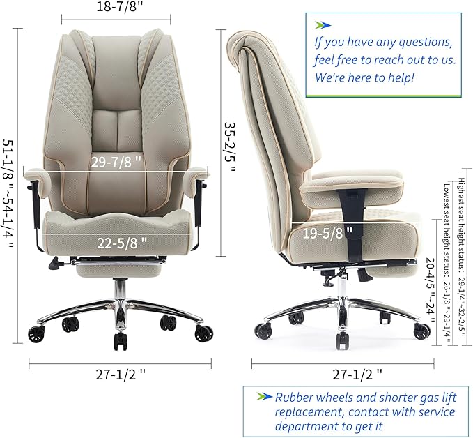 Big and Tall Office Chair 400lbs Wide Seat, Leather High Back Executive Office Chair with Lumbar Support, Ergonomic Chairs Padded Armrests & Thick Cushion (Mesh Beige)