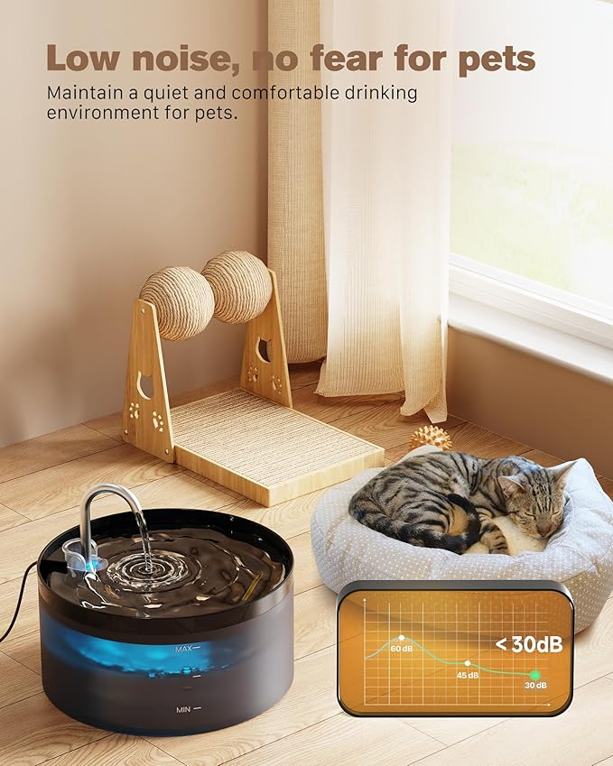 Cat Water Fountain: 108oz/3.2L Cat Fountain Super Silent Pet Water Fountain - Water Fountains for Cats Indoor - Faucet Cat Fountain- Suitable for Cats and Dogs - with 6 Filters & 3 Sponges
