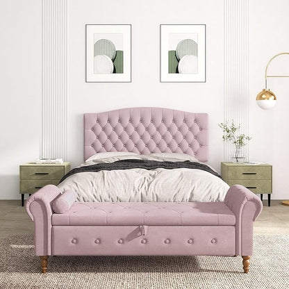 Queen Headboard Only, Upholstered Headboard for Adjustable Bed Velvet Tufted Queen/Full Size Wall Mounted Head Board with Solid Wood Legs Head Board, Pink