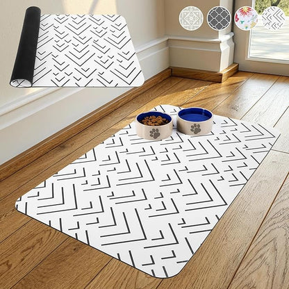 KOOLTAIL Dog Food Mat, Absorbent Pet Feeding Mat for Food and Water Bowls, Placement Pad for Floors with Waterproof Rubber Backing, Quick Dry Water Dispenser Mat for Dogs Puppy Cats, Large, 17"x28"