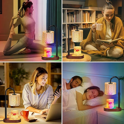 Candle Warmer Lamp with Timer, Dimmer Candle Lamp with RGB Light, Height Adjustable, Ideal Home Decor and Housewarming Gift for Mom, Women