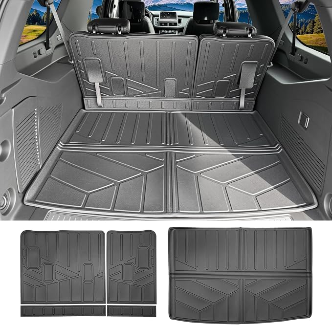 Cargo Liners for 2021-2026 Chevrolet Chevy Suburban/GMC Yukon XL Trunk Mat with 3rd Row Seat Back Cover Accessories, All Weather Rear Cargo Mat Backrest Protector(Only for XL,Not for Yukon)