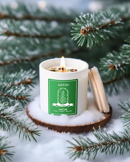 AOOVOO Cedar Scented Candles for Women - Aromatherapy Candle with Crystals Inside, 10oz Soy Candles for Home Scented, Birthday Gifts Christmas Candle for Women Mom