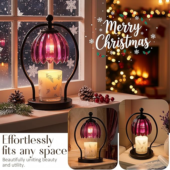 COTTHOS Candle Warmer Lamp, Dimmable Candle Warmer with Timer, Vintage Candles Wax Warmers for Jar Candles Christmas Birthday Gifts for Women Mom, Home Decor for Bedroom Living Room, Purple Black