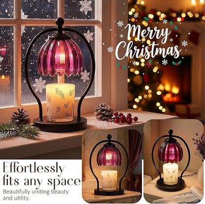 COTTHOS Candle Warmer Lamp, Dimmable Candle Warmer with Timer, Vintage Candles Wax Warmers for Jar Candles Christmas Birthday Gifts for Women Mom, Home Decor for Bedroom Living Room, Purple Black